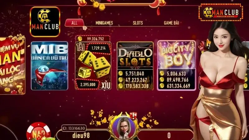 Nhiều tính năng hiện đại tại Mini game ManClub