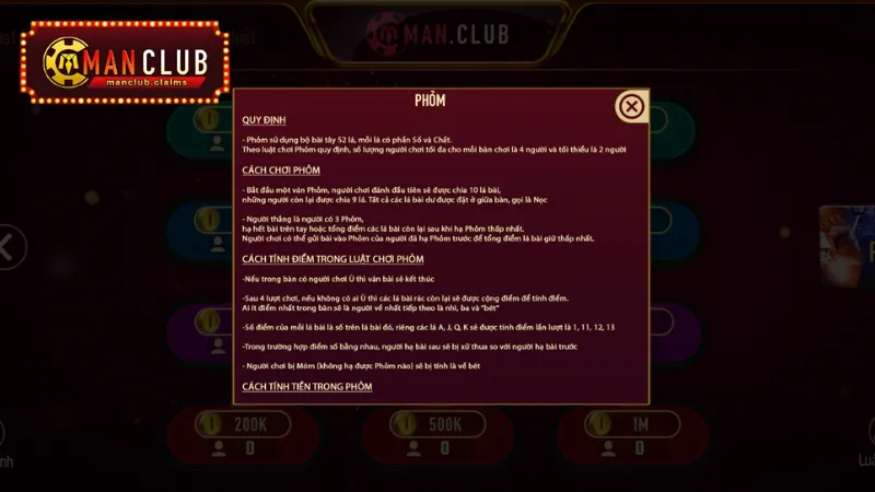 Hướng dẫn chi tiết cách chơi Phỏm trên ManClub